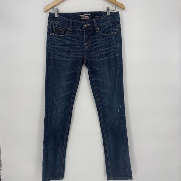 Rerock For Express Jeans Womens Sz 4 Low‎ Rise Skinny Dark Wash Denim Blue - Picture 1 of 10